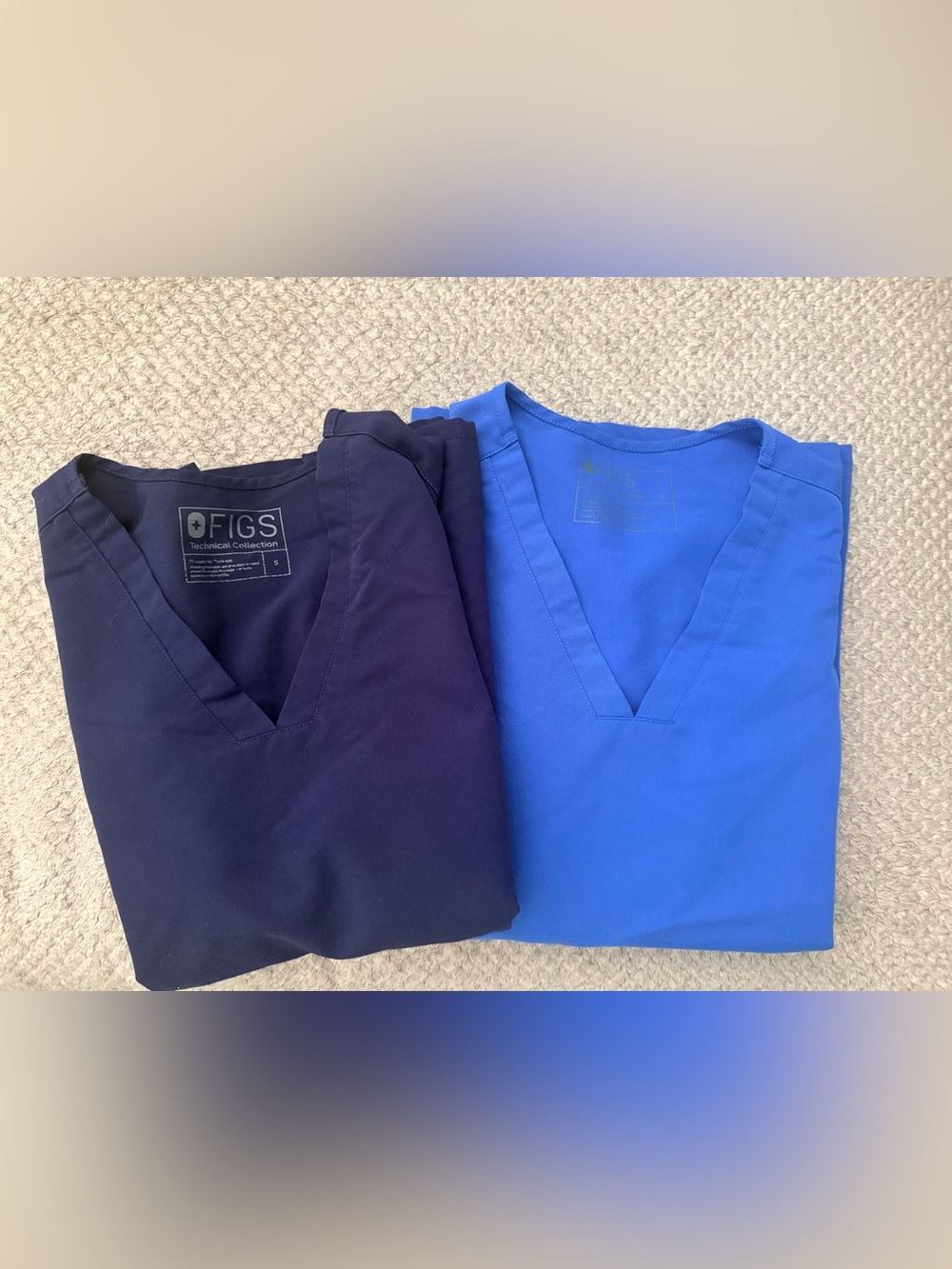 Figs Technical Collection Scrub Tops Womens Size S Navy Blue Royal Blue Lot Of 2
